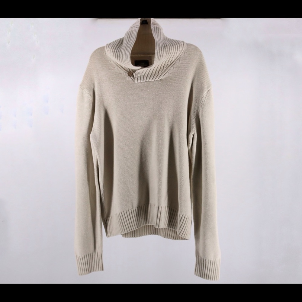 H&M L.O.G.G. Cream Long Sleeve XL Sweater Shawl Collar